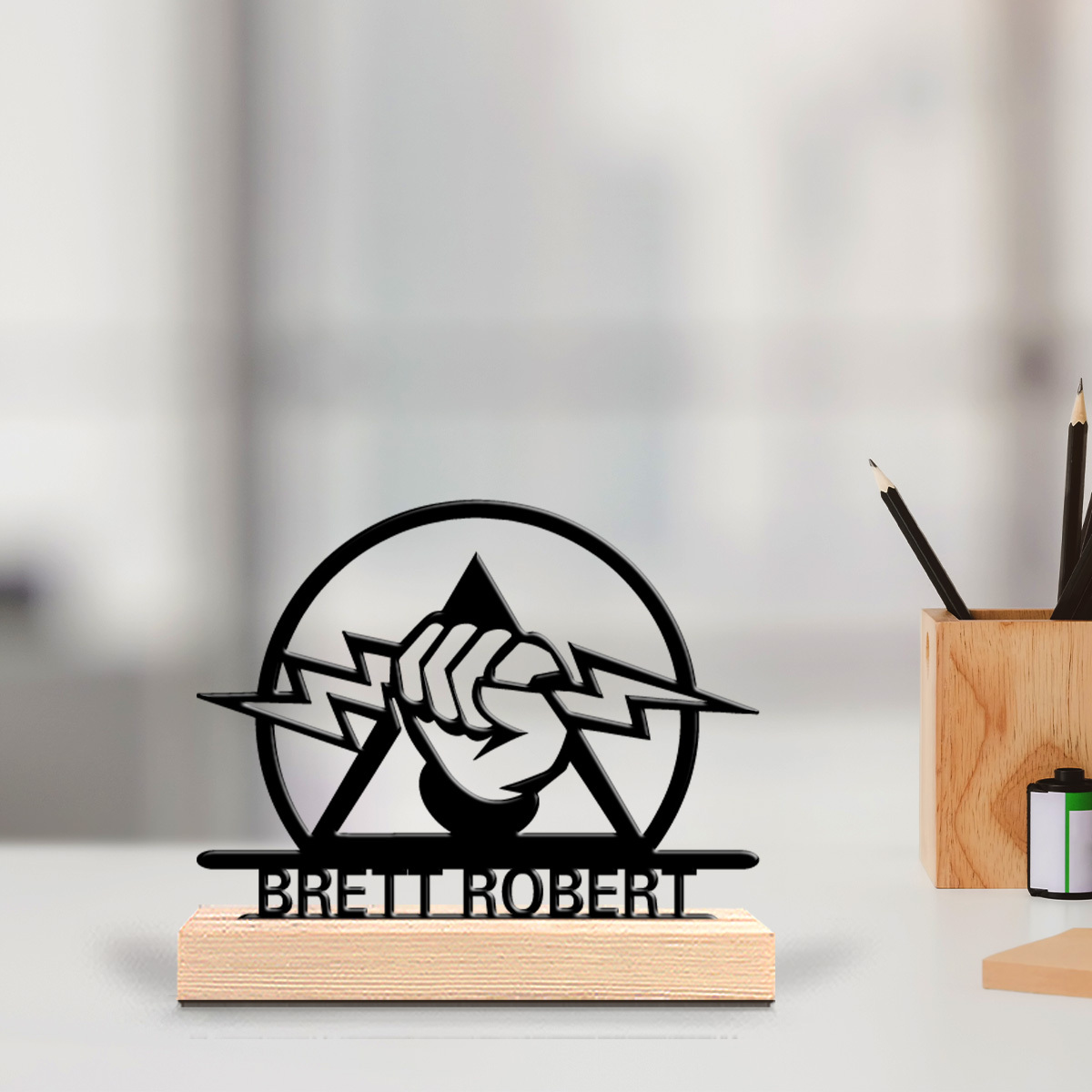 Office Tech Desk - Placa de Metal Personalizada para Engenheiro