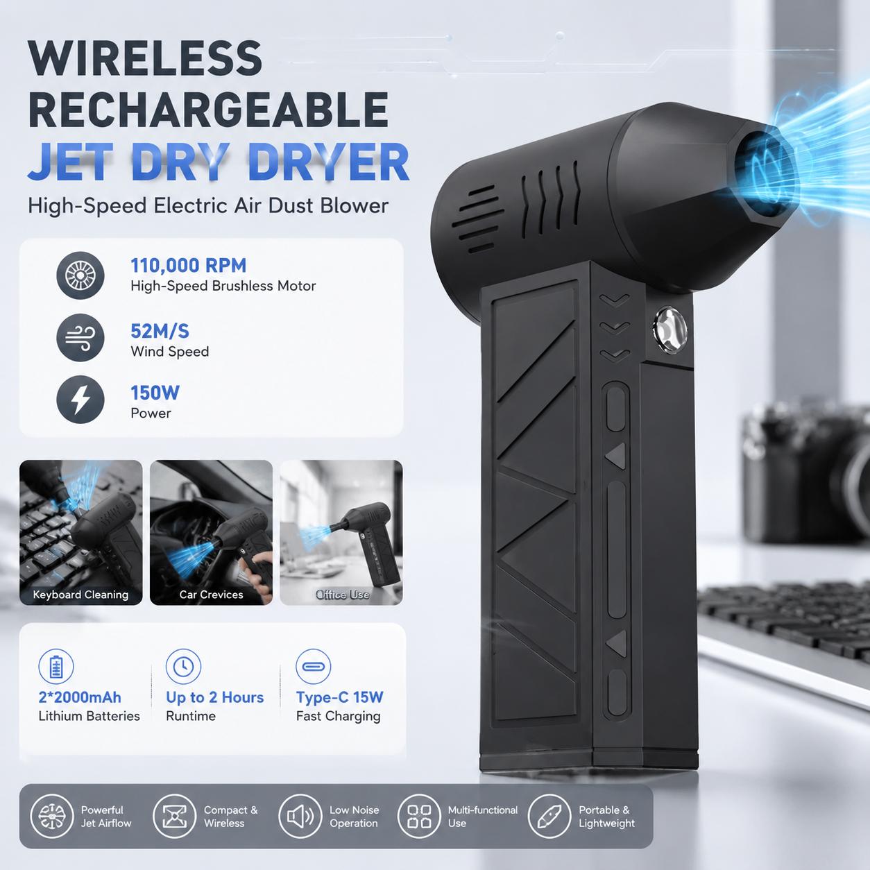 Office Productivity Tech - Soprador de Ar Elétrico de 110.000