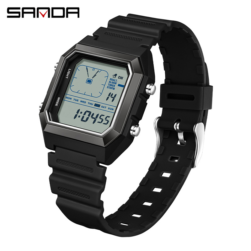 Digital Timer Countdown - Relógio Eletrônico Masculino Digital Multifuncional SANDA